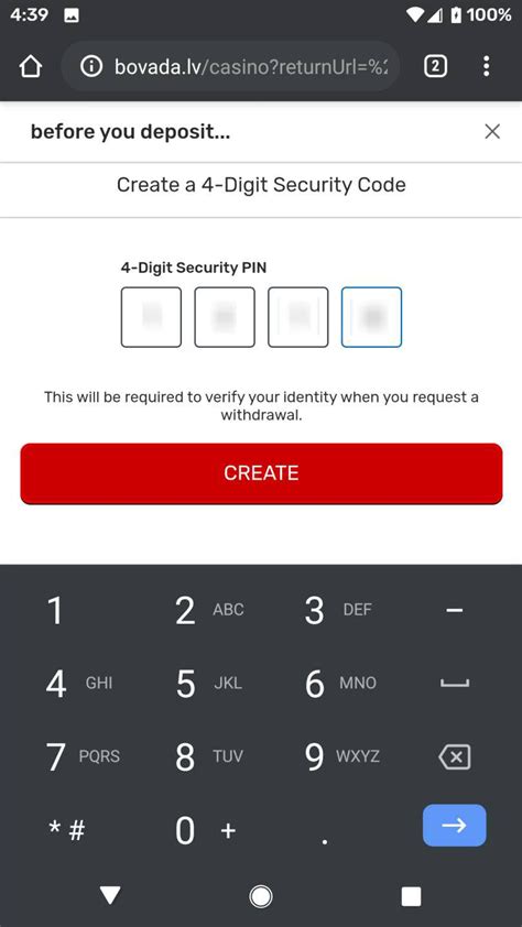 bovada 4 digit pin.